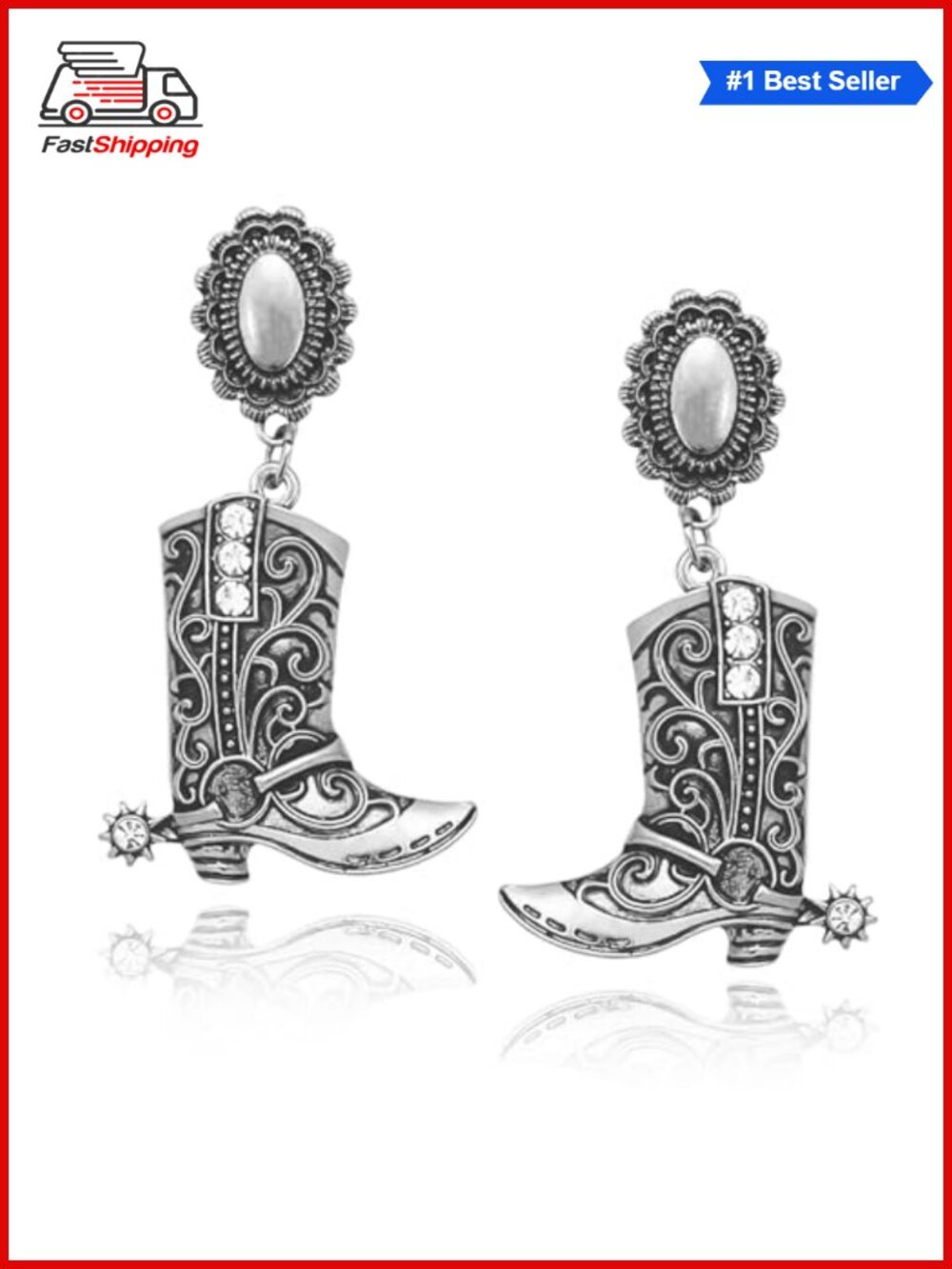 ✨ Western Cowgirl Boots Spur Dangle Drop Earrings Rodeo Boho Fancy Dress